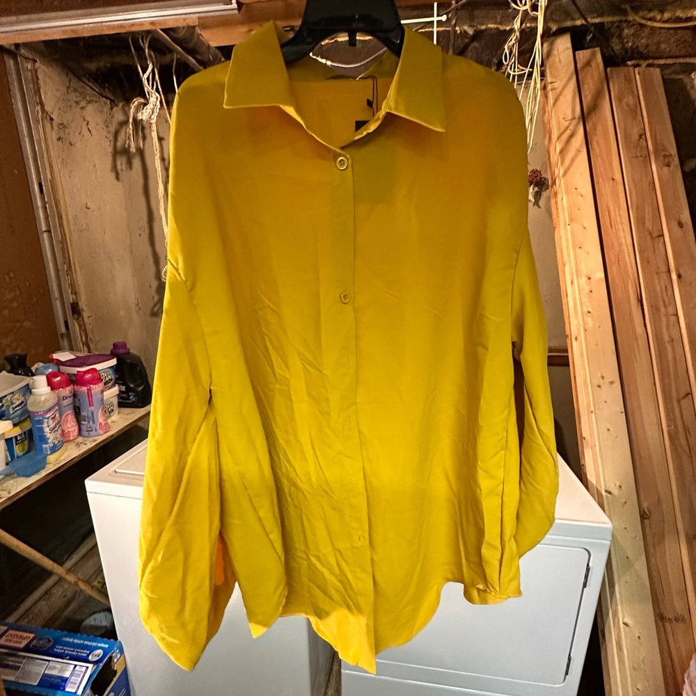 Bright Yellow Button-Up Shirt